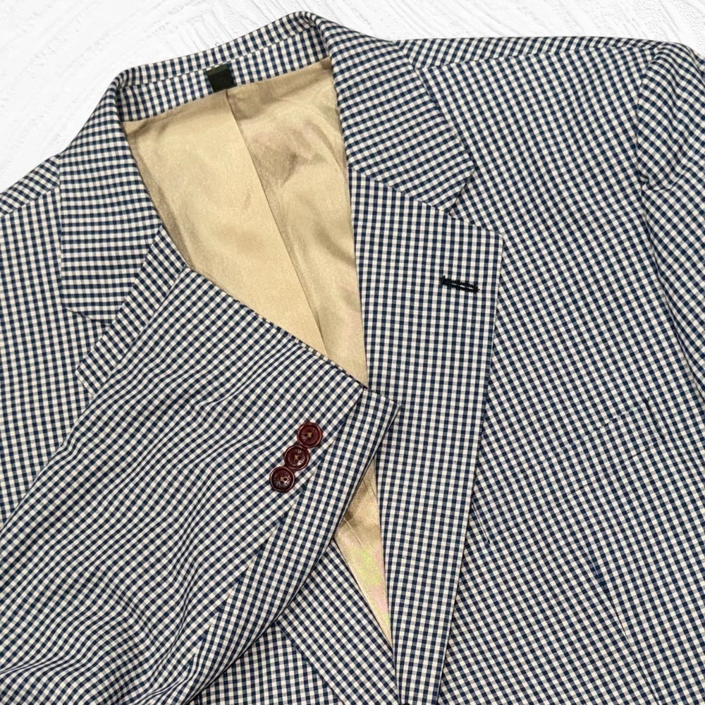 Orvis Sport Coat Mens 46R Blue Tan Gingham Check 2 BTN Single Vent 3/2 Roll NEW